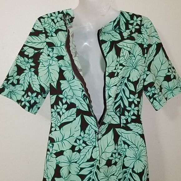 Zara Brown & Green Floral shift dress XS - Picture 5 of 9